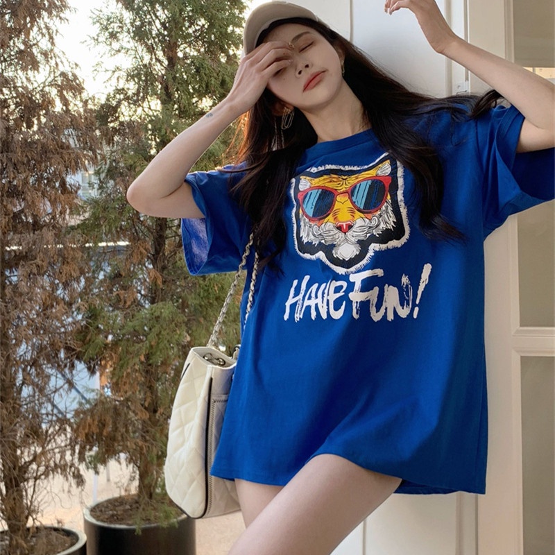 Áo Thun Tay Ngắn Dáng Rộng In Họa Tiết Dễ Thương Thời Trang Mùa Hè Cho Nữ