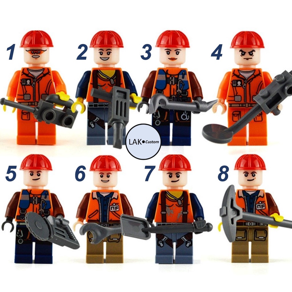 MÔ HÌNH MINIFIGURES SASOR, RỐI HIRUKO, KANKURO CÁC CÔNG NHÂN THI CÔNG ĐƯỜNG