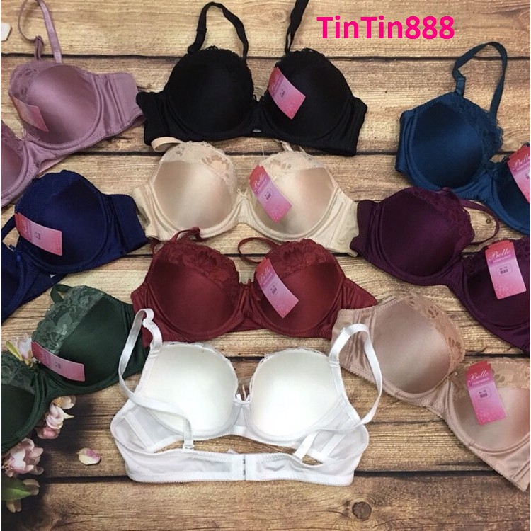 Áo ngực nữ mút mỏng trơn không gọng phối ren Belle cài trước êm mềm, bra mút mỏng