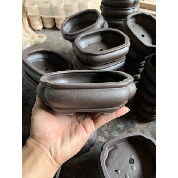 chậu gốm Bát tràng đất nung áng mây
