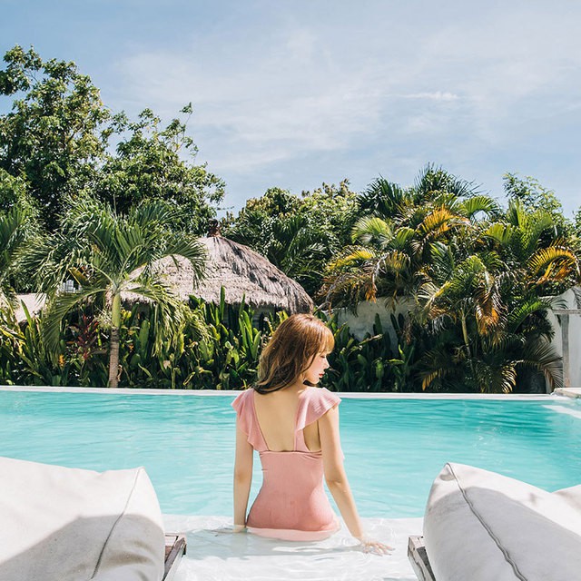 Bikini thun gân cánh tiên liền thân (3 màu)