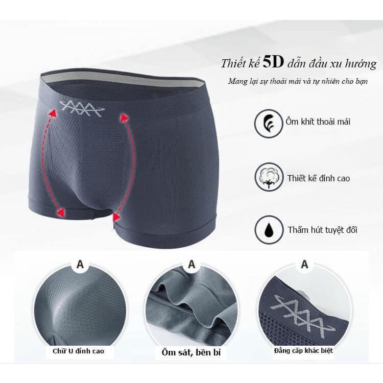 Quần sịp xì đùi nam cao cấp quần lót nam đùi co giãn 4 chiều 5D 45-70kg alex