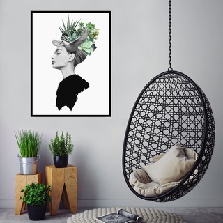 Tranh treo tường Canvas trang trí cô gái Pháp 30x40cm