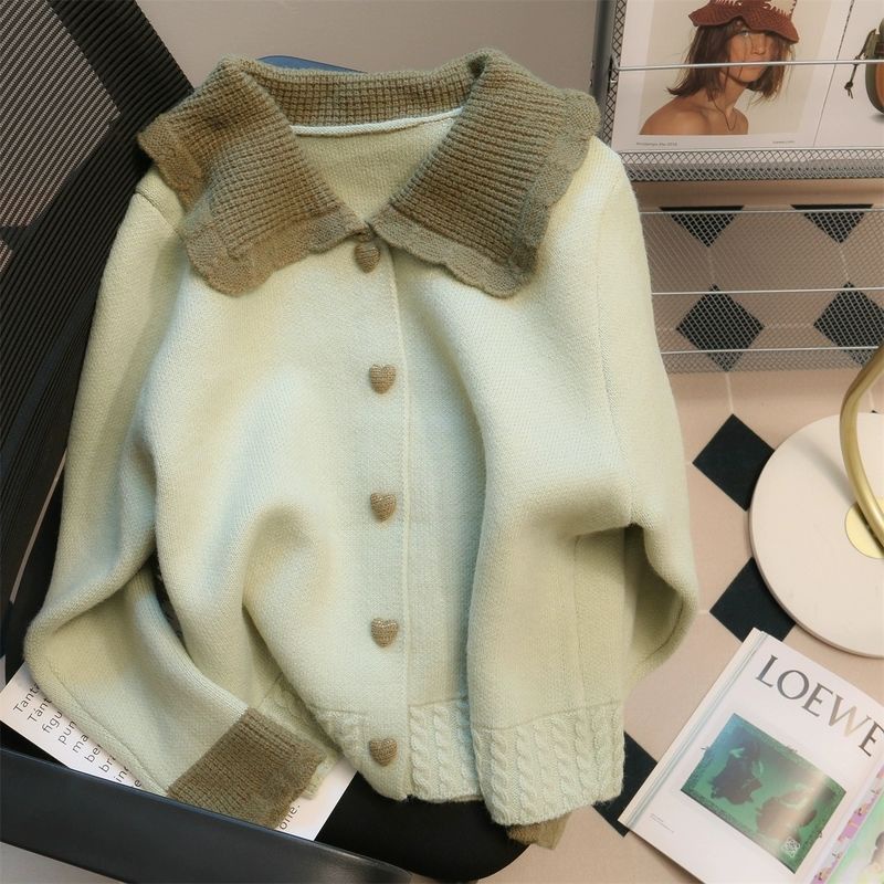 Áo Khoác Cardigan Dệt Kim Tay Dài Dáng Rộng Màu Xanh Bạc Hà Phong Cách Mỹ Cổ Điển Thời Trang Mùa Xuân