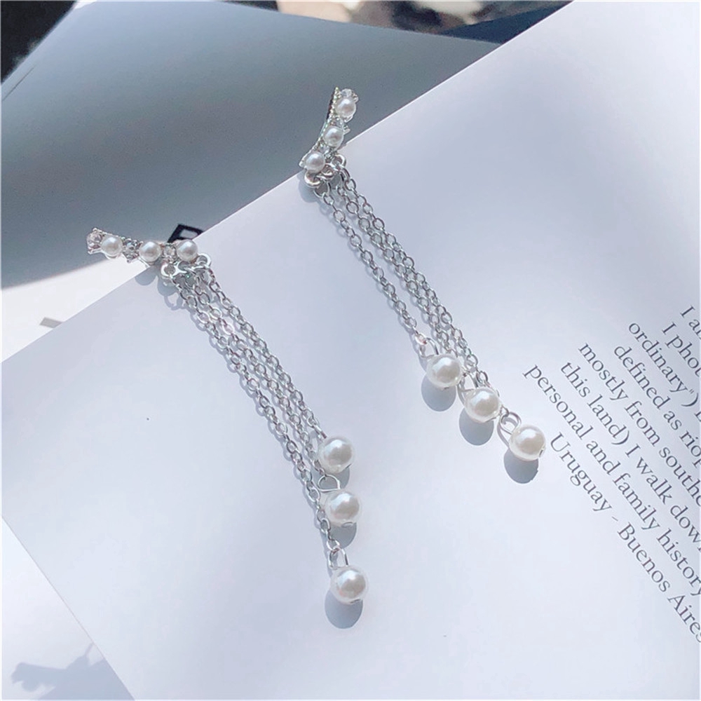 Khuyên tai nữ dài đính ngọc thời trang