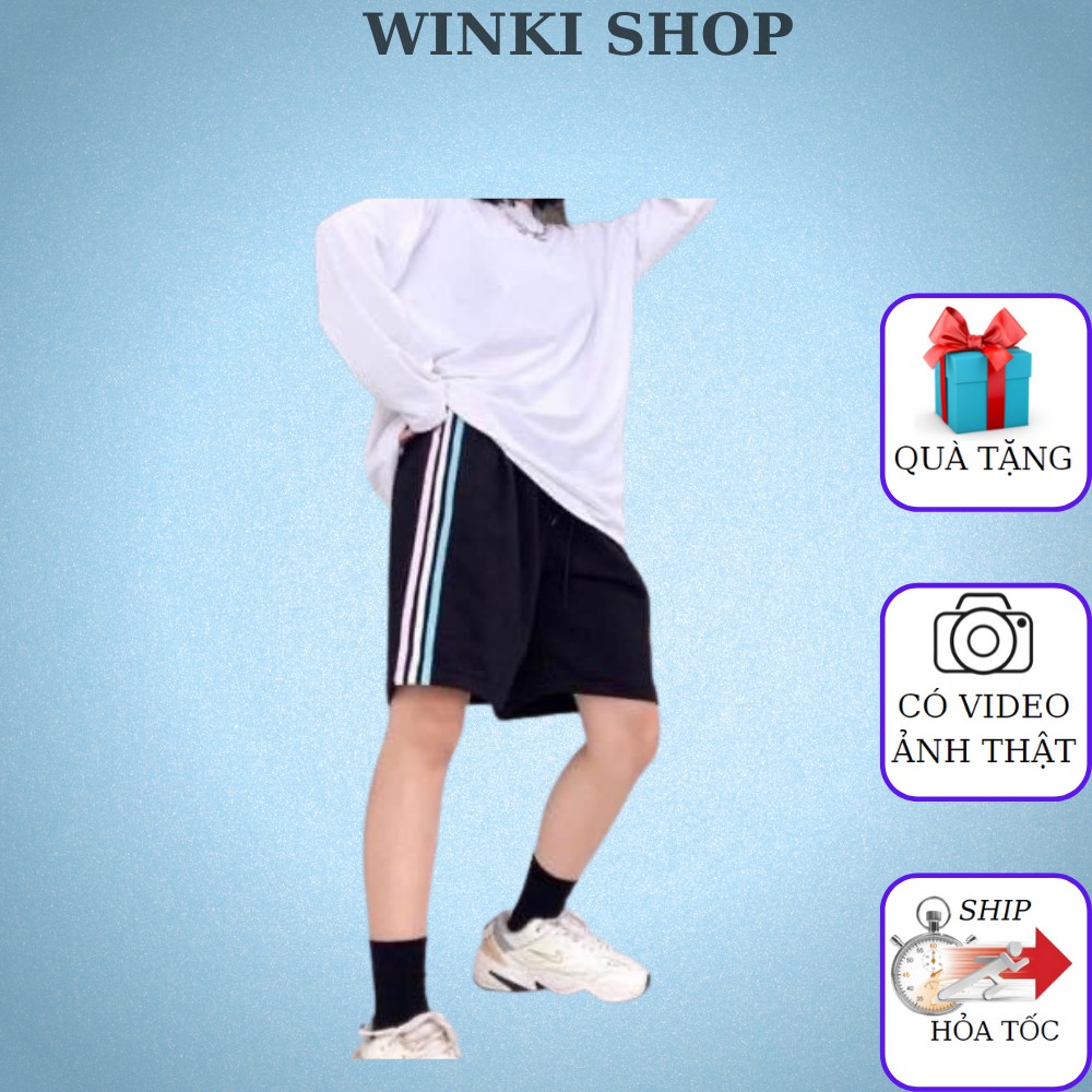 [TẶNG GÓI XẢ VẢI] Quần đùi Nữ sọc💥 quần short kẻ 3 sọc thể thao Unisex | BigBuy360 - bigbuy360.vn