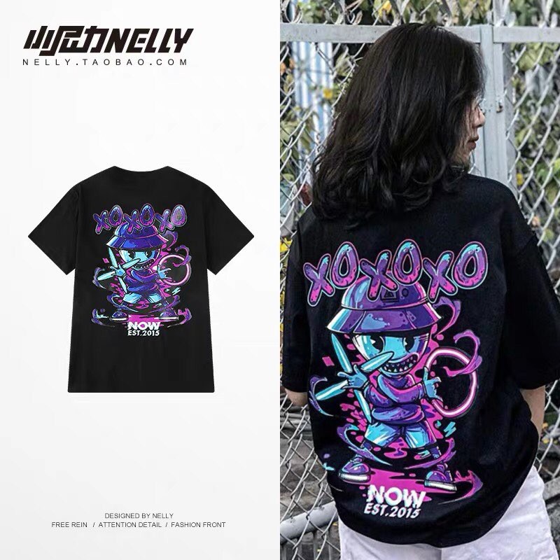 [FREESHIP](CÓ SẴN ) HÀNG CHÍNH HÃNG Áo thun NELLYHEYBIG unisex,họa tiết hình con game cầm kiếm mã THDX5342AZ.