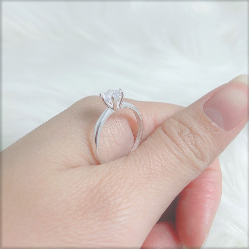 Nhẫn bạc ta đính đá Evasilver, nhẫn bạc 6 chấu sang trọng quý phái - Trang sức bạc Evasilver