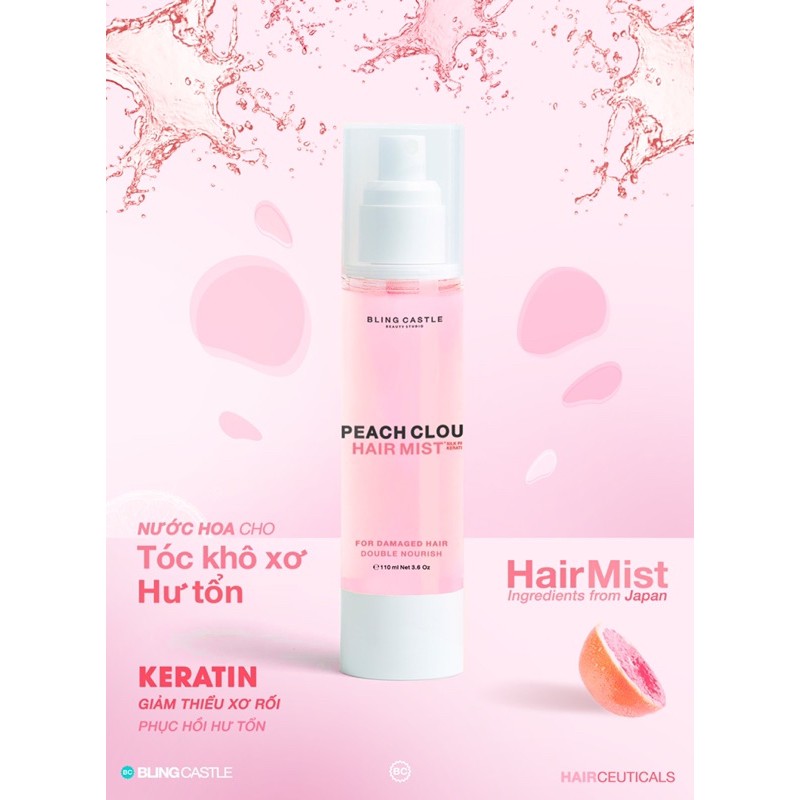 Xịt dưỡng tóc Peachy Keratin Hair Mist - Phục Hồi Hư Tổn 110ml