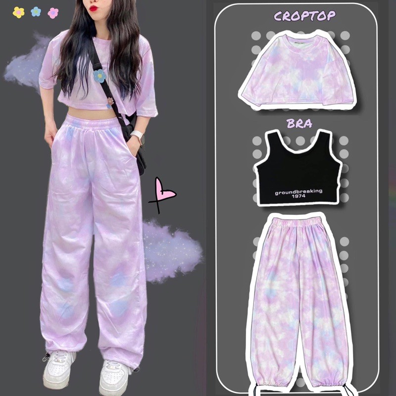 Set Thể Thao Jogger TIE CropTop TIE Ảnh Thật