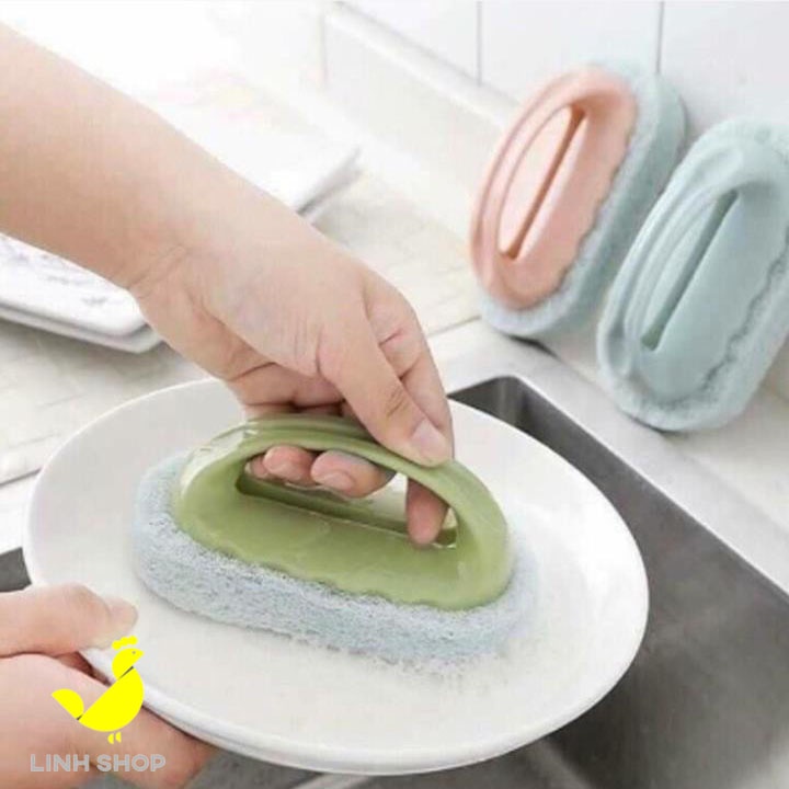 Bàn Chải Bọt Biển Chống Xước Đa Năng Có Tay Cầm - Linh Shop Sài Gòn