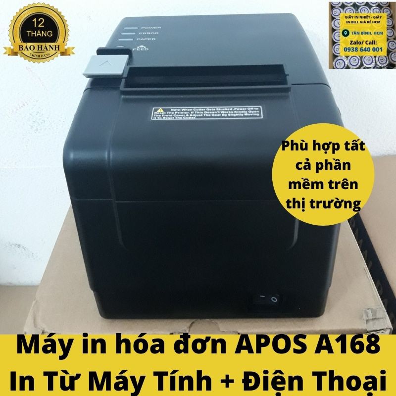 Máy in hóa đơn APOS A168 In từ Điện Thoại + Máy Tính