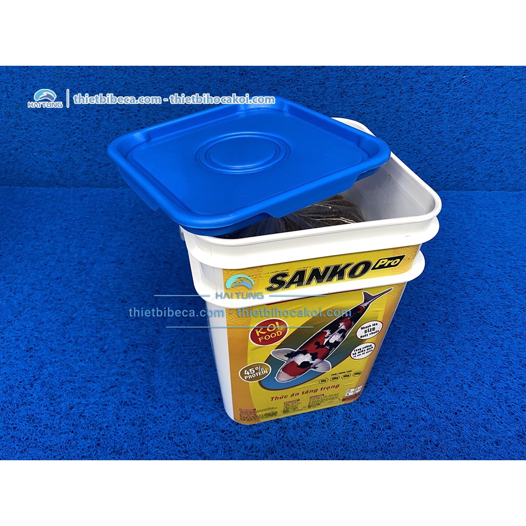 Thùng thức ăn,thùng nắp nhựa đựng cám Sanko -thùng cám 5kg size S 2-3mm, M 3-4mm,L 4-5mm