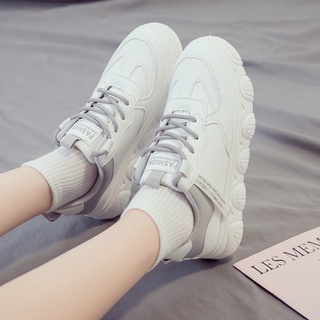 Giày thể thao basic nữ ABCD, Sneaker trắng đế bằng da trơn