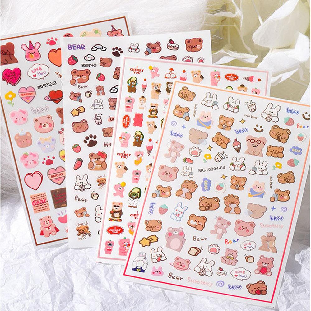 Miếng Dán Trang Trí Móng Tay Hình Gấu Dễ Thương DIY