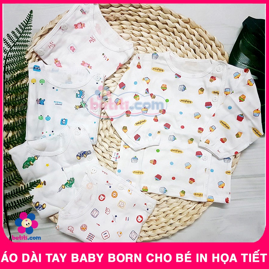 Áo Dài Tay Baby Born Hoa Cho Bé Sơ Sinh Đến 8kg