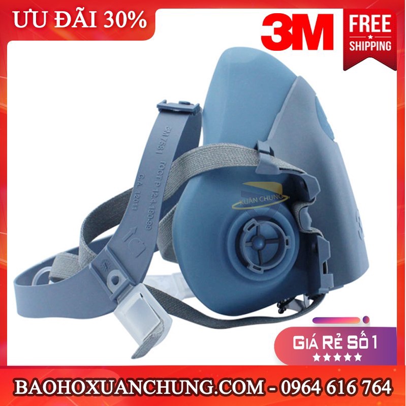 Bộ mặt nạ phòng độc 3M 7502, mặt nạ chống hóa chất, thuốc trừ sâu, nước sơn
