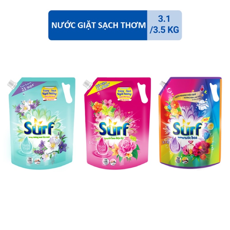 Nước giặt Hương Xả Vải Surf túi 2kg8