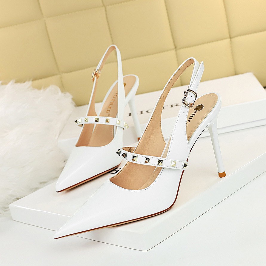 Giày cao gót quai đinh da bóng 1932-6