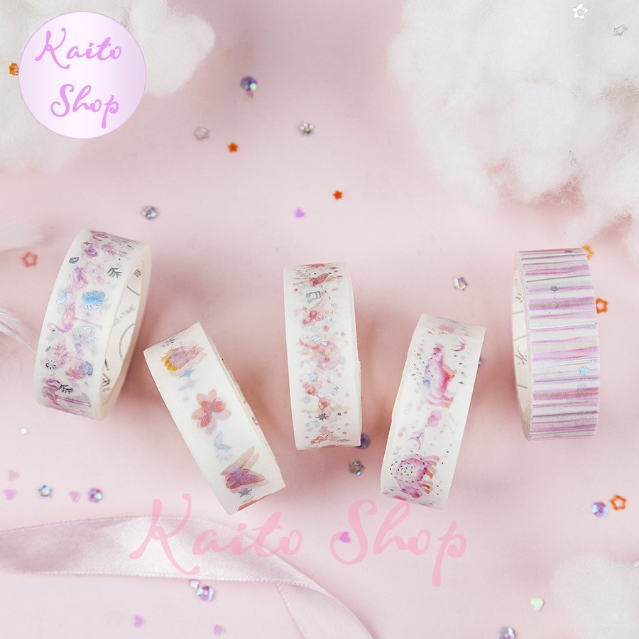 Cuộn Washi Tape Twinkle Lấp Lánh - Băng Keo Dính Trang Trí 5m