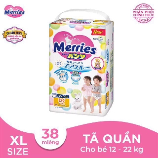 (9544) Tã/bỉm quần Merries size XL - 38 miếng (Cho bé 12 - 22kg) XXLL 26 ( bé 15-28kg)