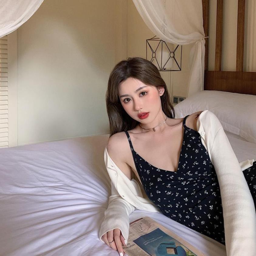 Xiaozhainv Đầm hoa/Áo dài tay màu trắng nữ tính | BigBuy360 - bigbuy360.vn