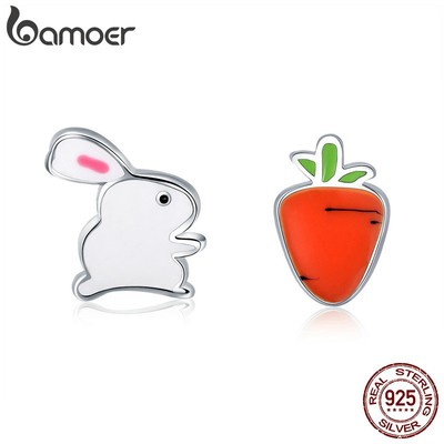 Bamoer bamoer® Dễ Thương Bông Tai bạc 925 Hình Thỏ / Cà Rốt