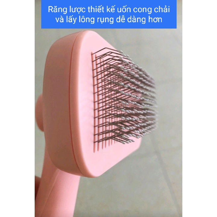Lược chải lông chó mèo có nút bấm lấy lông tiện lợi mẫu mới nhất- 2 màu siêu đẹp