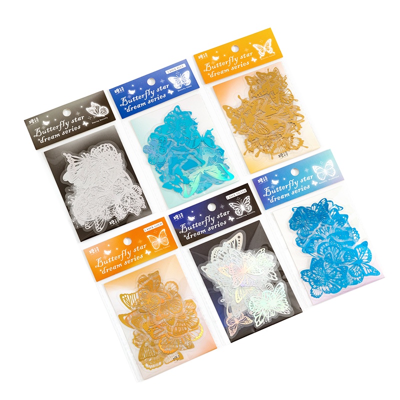 Set 30 Sticker Mạ Vàng Hình Bướm Chống Thấm Nước Dùng Trang Trí Sổ Tay DIY