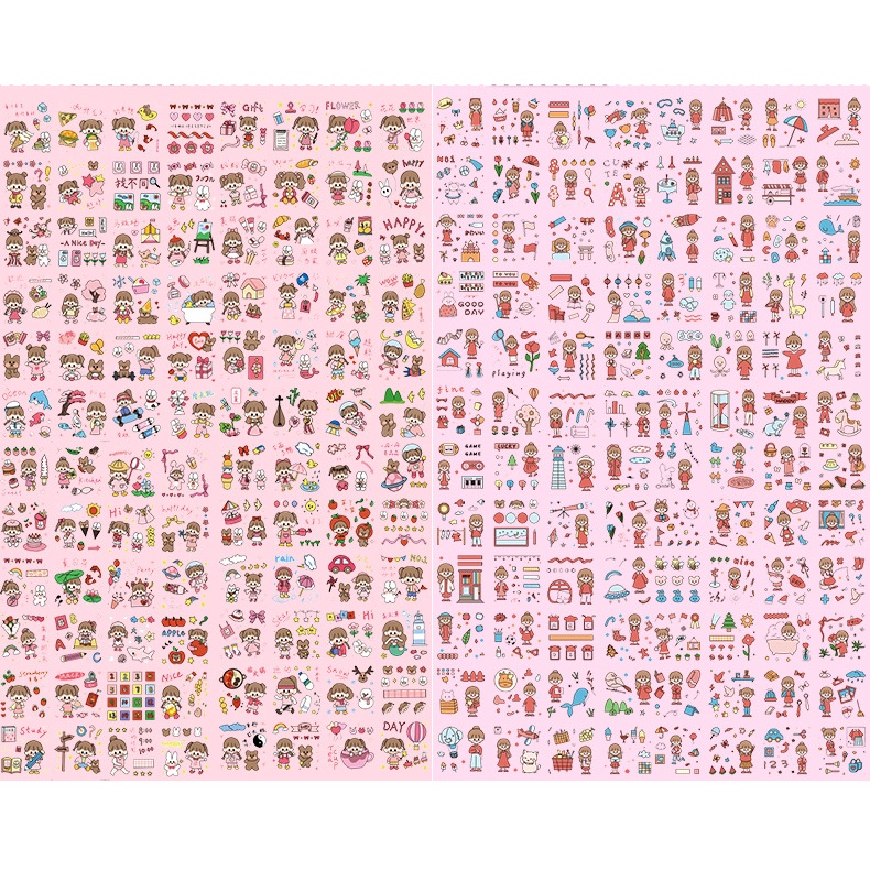 Bộ 100 Miếng Dán PET Chống Thấm Nước Họa Tiết Dễ Thương Trang Trí Kế Hoạch