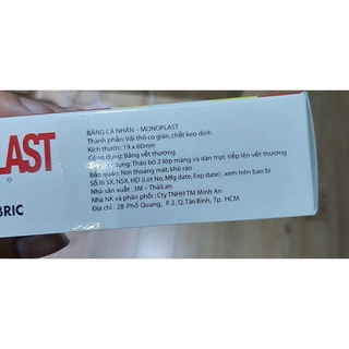Băng keo cá nhân Monoplast - Thái Lan ( Hộp 100 miếng )