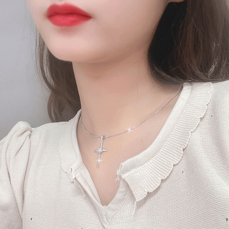 Dây chuyền xoăn chéo RINHOO bạc thanh lịch thời trang dành cho nữ