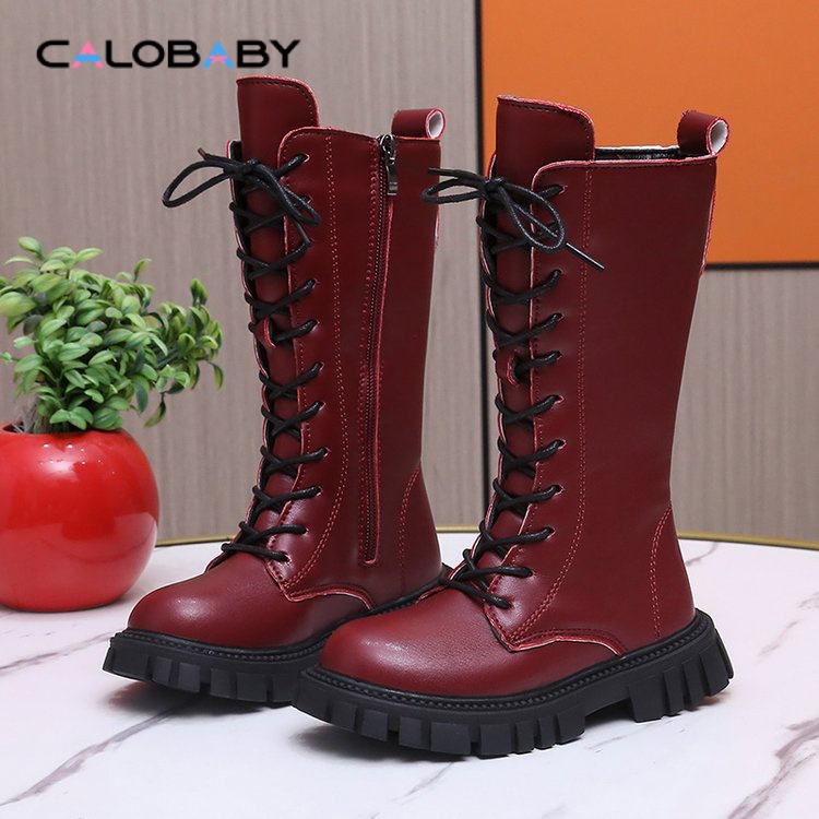 Giày Bốt Da Cao Su Tổng Hợp Cổ Thấp Phối Khóa Kéo Thời Trang Xuân Thu HZ0H Cho Bé Gái