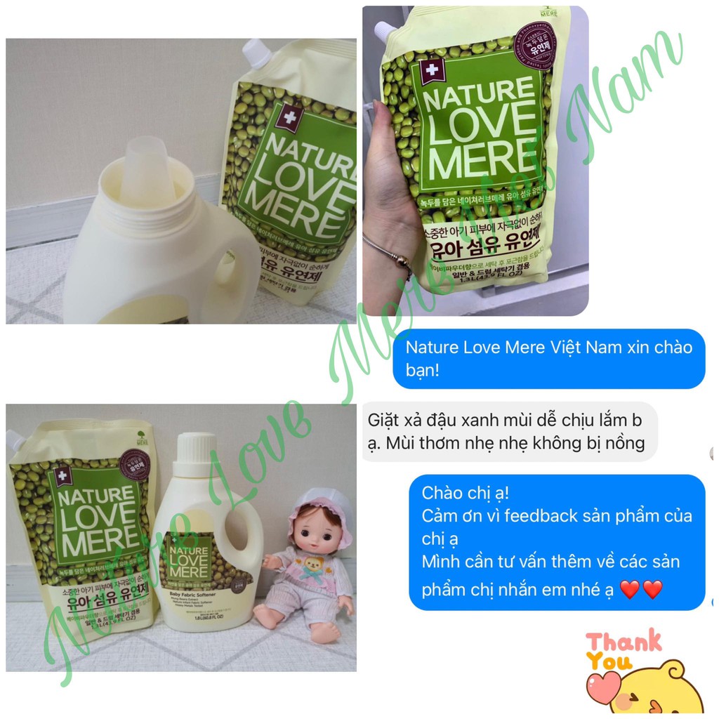 NƯỚC GIẶT/XẢ QUẦN ÁO TRẺ EM NATURE LOVE MERE MUNG BEAN 1800ml/1300ml