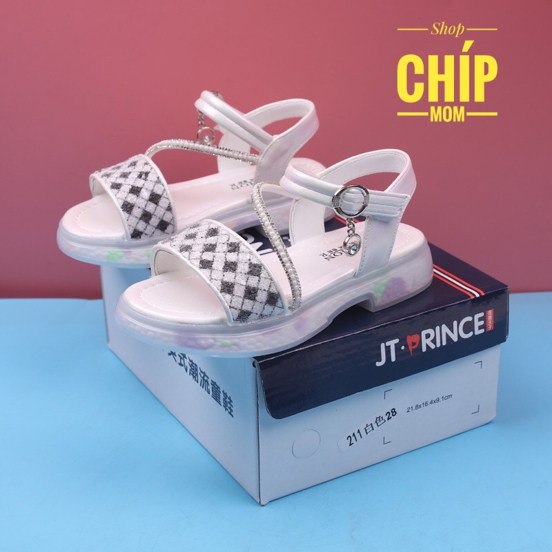 sandal bé gái dép quai hậu cho bé đi học siêu nhẹ đính hạt quai chéo điệu QCCC full hộp size đại 211 ( có video ảnh thật