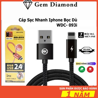 Cáp Sạc IPWDC- 093i | Cáp Sạc Nhanh 2.4A chống Xoắn,Dây Sạc Bọc Dù Chống Đứt Siêu Bền