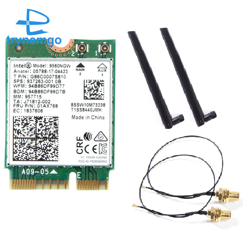 Card kết nối wifi cho Intel 9560 AC 9560NGW 1.73Gbps Wifi 802.11Ac 2 băng tần