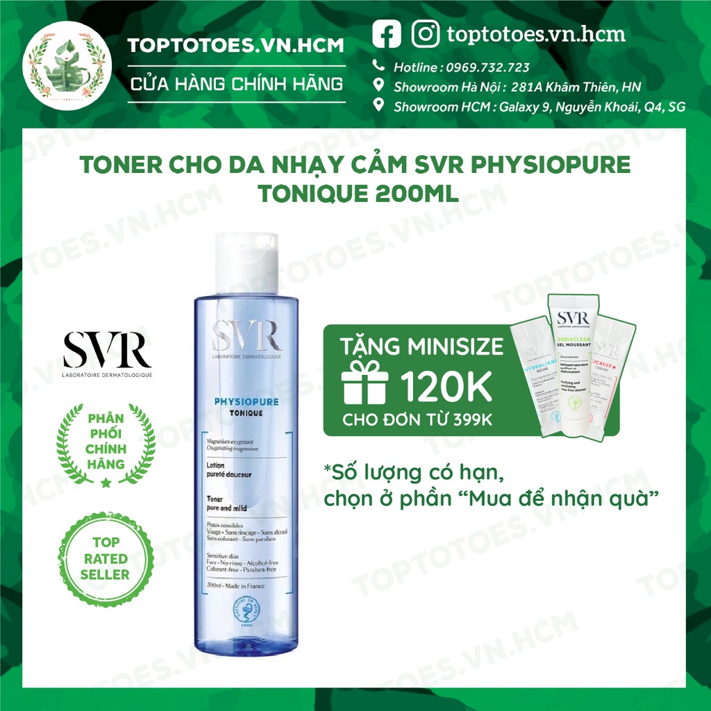 Toner cho da nhạy cảm SVR Physiopure Tonique 200ml  [NHẬP KHẨU CHÍNH HÃNG 100%]