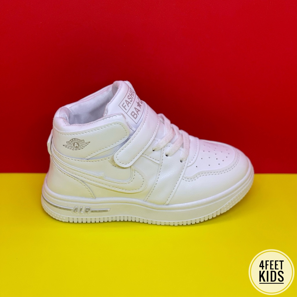 SneakerJ2 x White  cho bé trai bé gái từ 5-12 tuổi, mẫu sneaker cao cổ Siêu Xinh Giá Rẻ Bất Ngờ