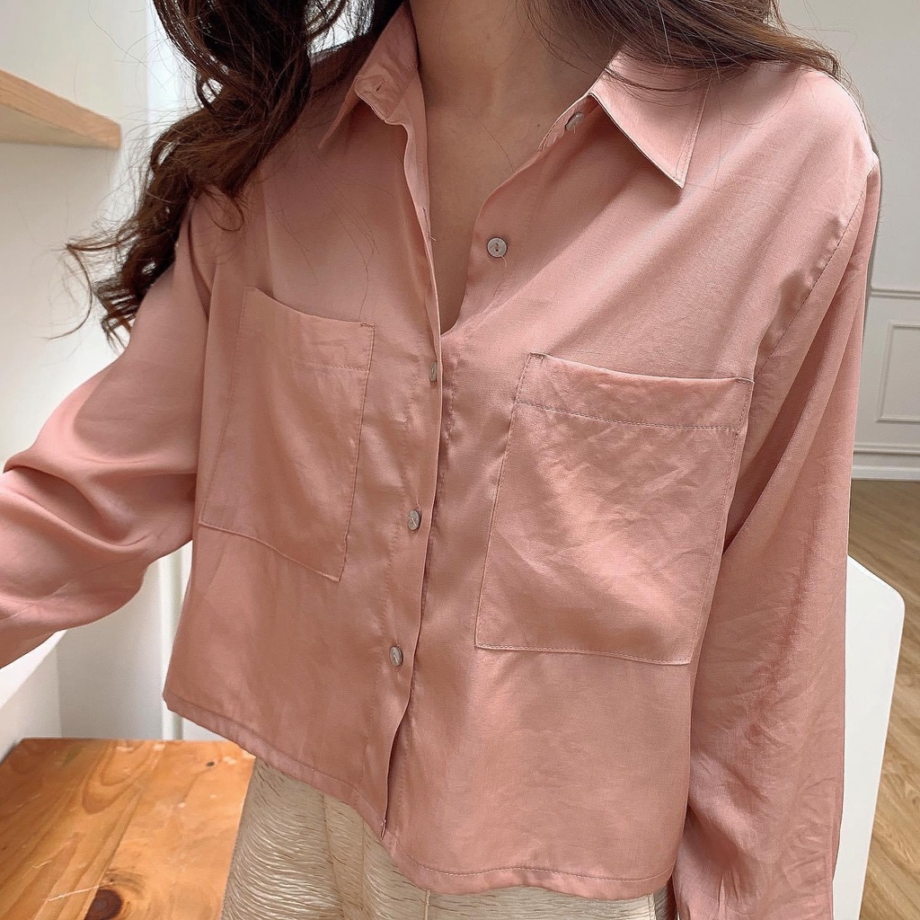 TYRIBEE - Áo sơ mi croptop 2 túi