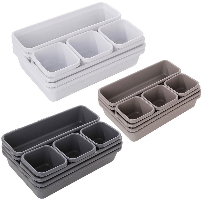 Bộ 8 hộp đựng đồ 3 kích thước khác nhau sử dụng tiện lợi đựng trong tủ kéo đa năng cho nhà bếp/phòng tắm/văn phòng