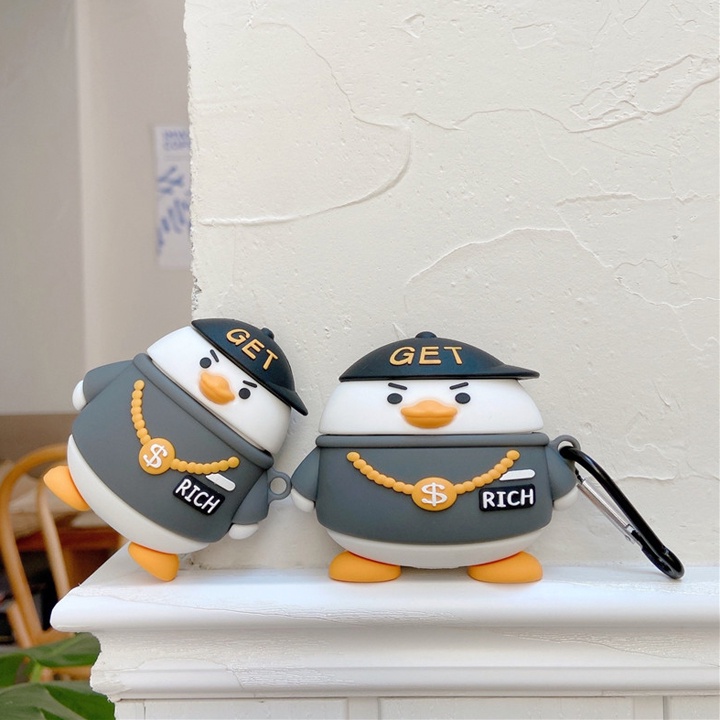 Case Airpods 1/2 RICH DUCK cực ngầu, Vỏ Ốp Airpods 1/2/3/Pro Chất, Case Airpod hoạt hình - Mã TZAP395