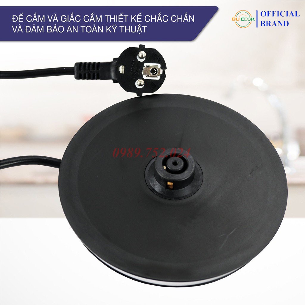 Ấm siêu tốc bình siêu tốc, ấm đun nước thủy tinh cao cấp BUCOOK BNP0521 1.8L