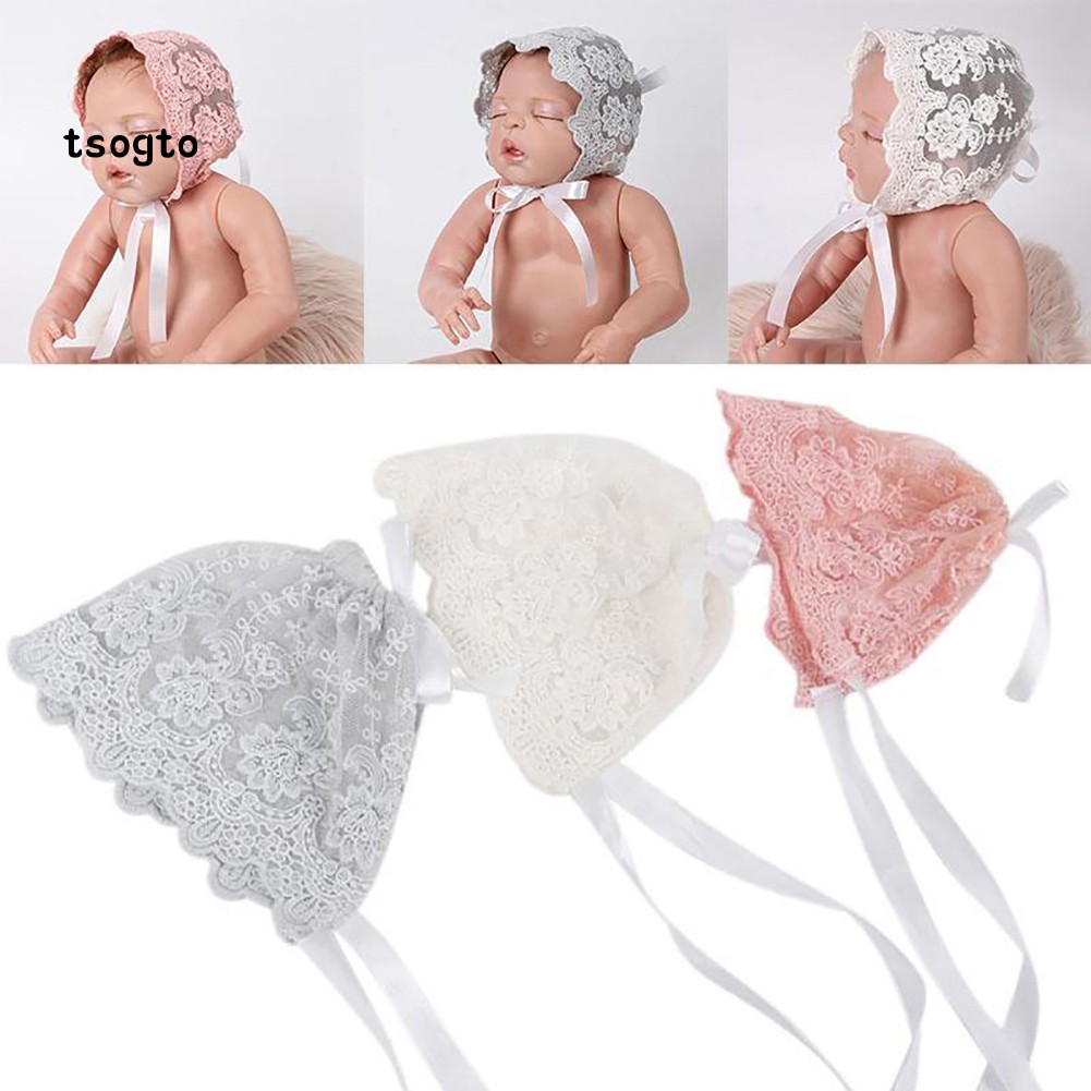 Mũ Trùm Đầu Phối Ren Hoa Cho Bé Gái