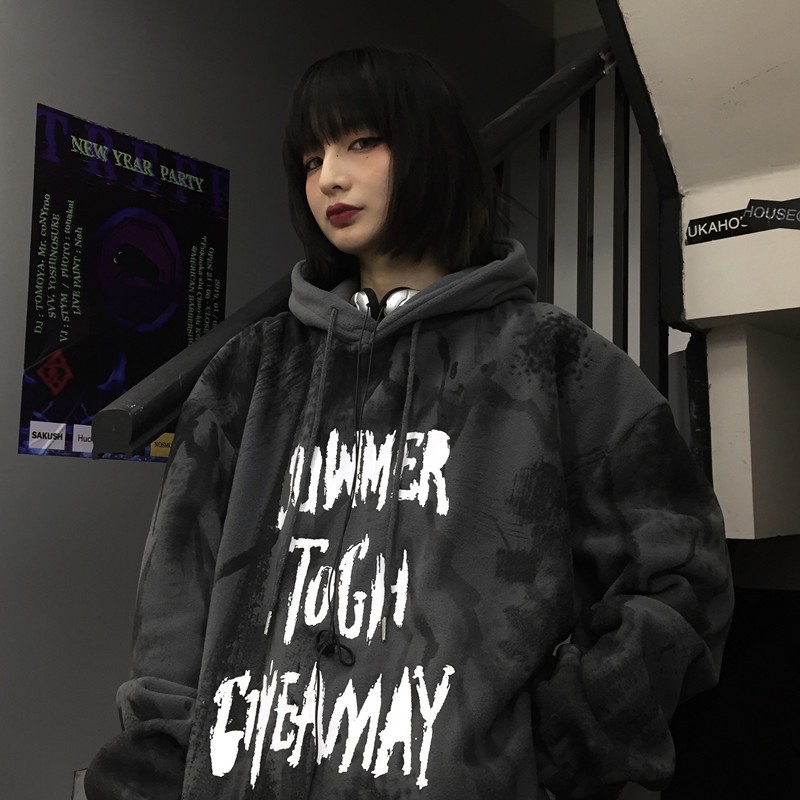 atmosphereÁo hoodie nữ form rộng, Áo hoodie nữ form rộng nỉ dày có mũ unisex màu xám mặc nhà đi học thời trang ulzzang hàn quốc