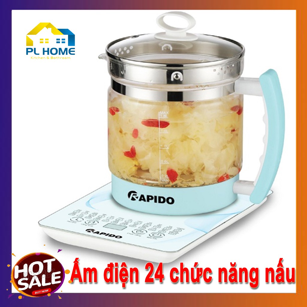 Ấm điện đa năng Rapido có 24 chức năng nấu tự động, làm sữa chua, hầm, chưng yến, pha trà