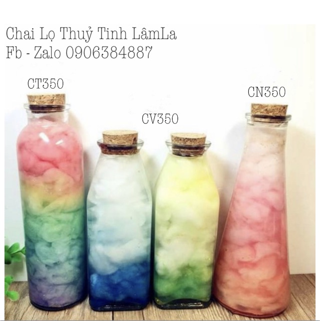 Chai Thuỷ Tinh Nắp Gỗ Ép 350ml ( CT350 - CT500 - CV350 - CN350 - CLG350 )