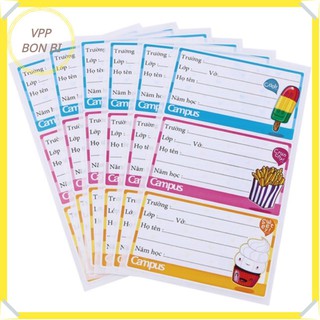 Sét 36 chiếc Nhãn vở Campus FOOD, nhãn dính tập giá rẻ