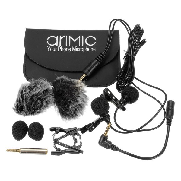 [Mã ELHACE giảm 4% đơn 300K] Micro cài áo 2 đầu mic AriMic Clip-on Dual Lavalier