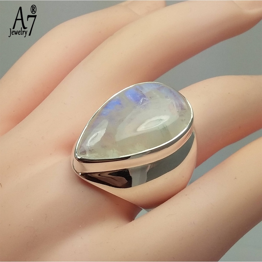 Nhẫn bạc S925 đính đá mặt trăng thiết kế mới
